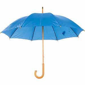 Зонт-трость механический, деревянная ручка, нейлон, D=105, ярко-синий