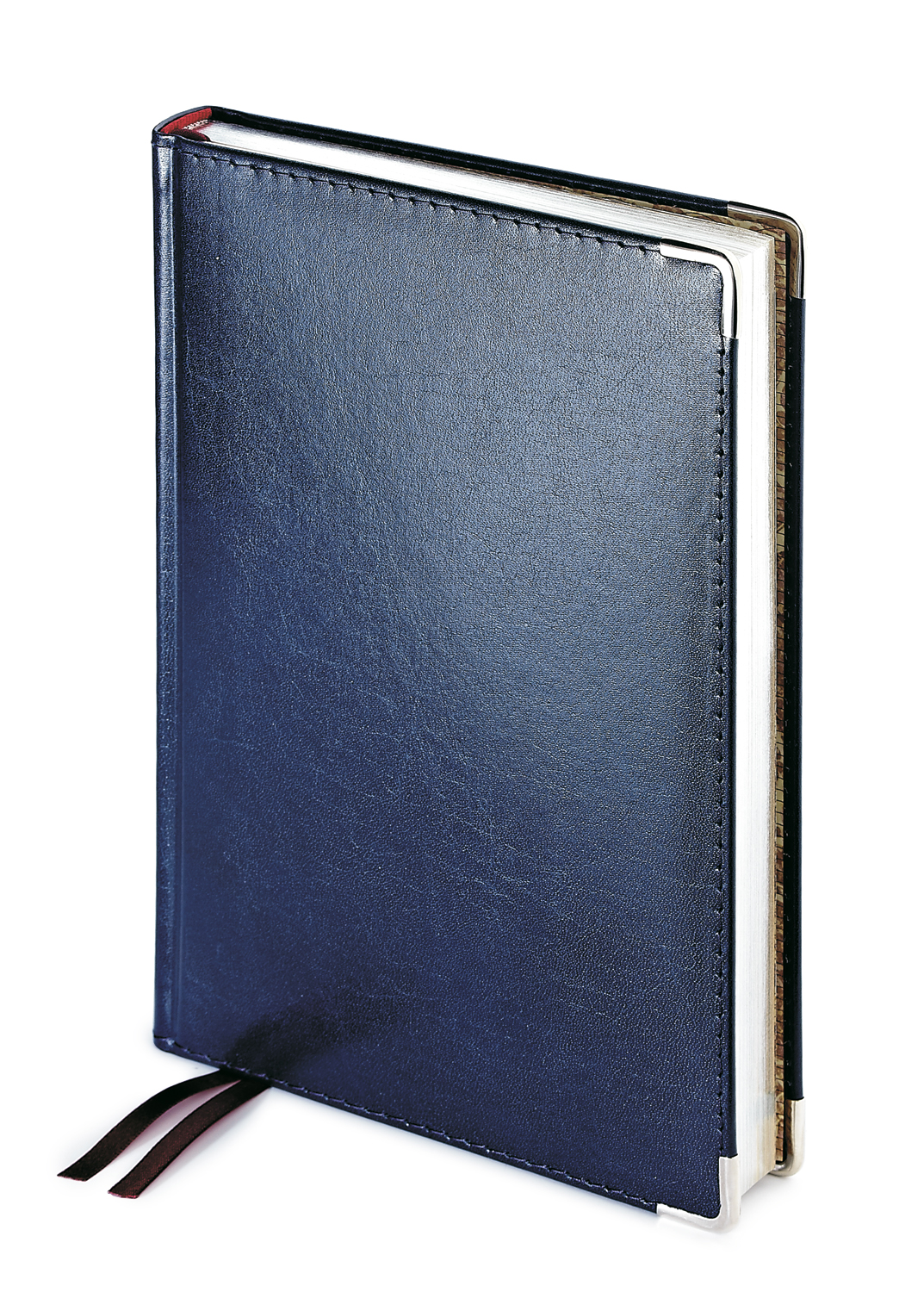 Ежедневник полудатированный Imperium, А5+, синий, бежевый блок, серебряный обрез, два ляссе, карта