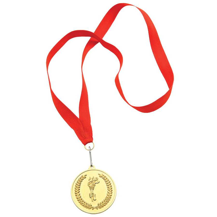 Медаль наградная на ленте "Золото"; 48 см., D=5см.; текстиль, металл