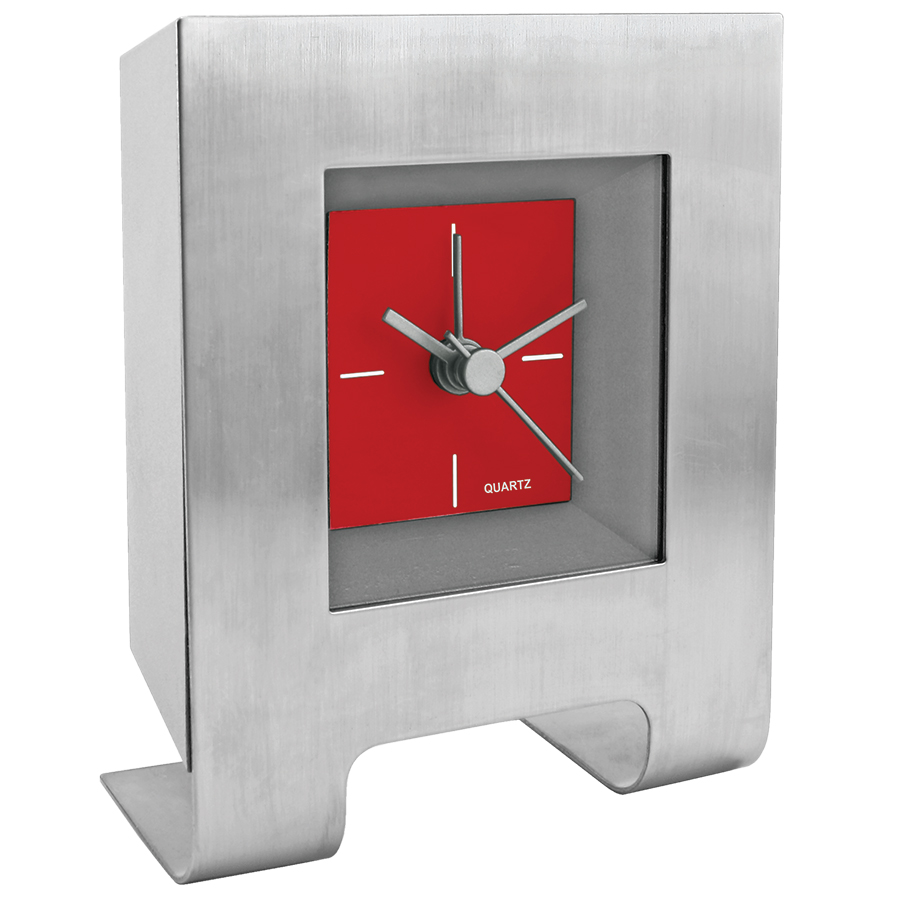 Часы настольные "Дизайн"; красный; 8,5х4,5х11 см; металл, пластик