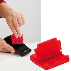 Подставка для мобильного телефона и электронных устройств с поверхностью для протирки экрана;красный; 4,5х3,3х4,5 см.; пластик