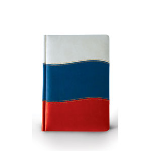 Ежедневник полудатированный Российский флаг (Россия-2), А5+, бежевый блок, золотой обрез, два ляссе, карта