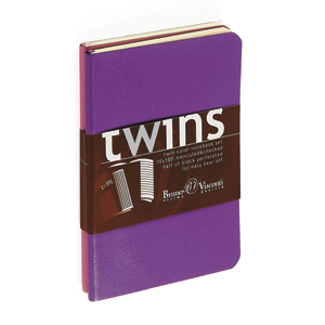Набор блокнотов Twins (2 шт, фиолетовый+розовый), А5, бежевый блок, без обреза, ляссе, 40 листов