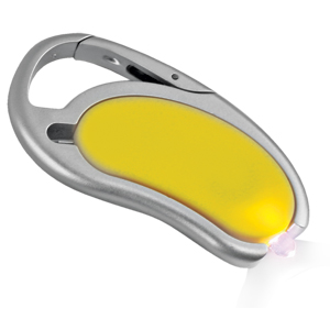 Авторучка с фонариком на карабине; желтый; 7,5х4,3х0,8 см; пластик