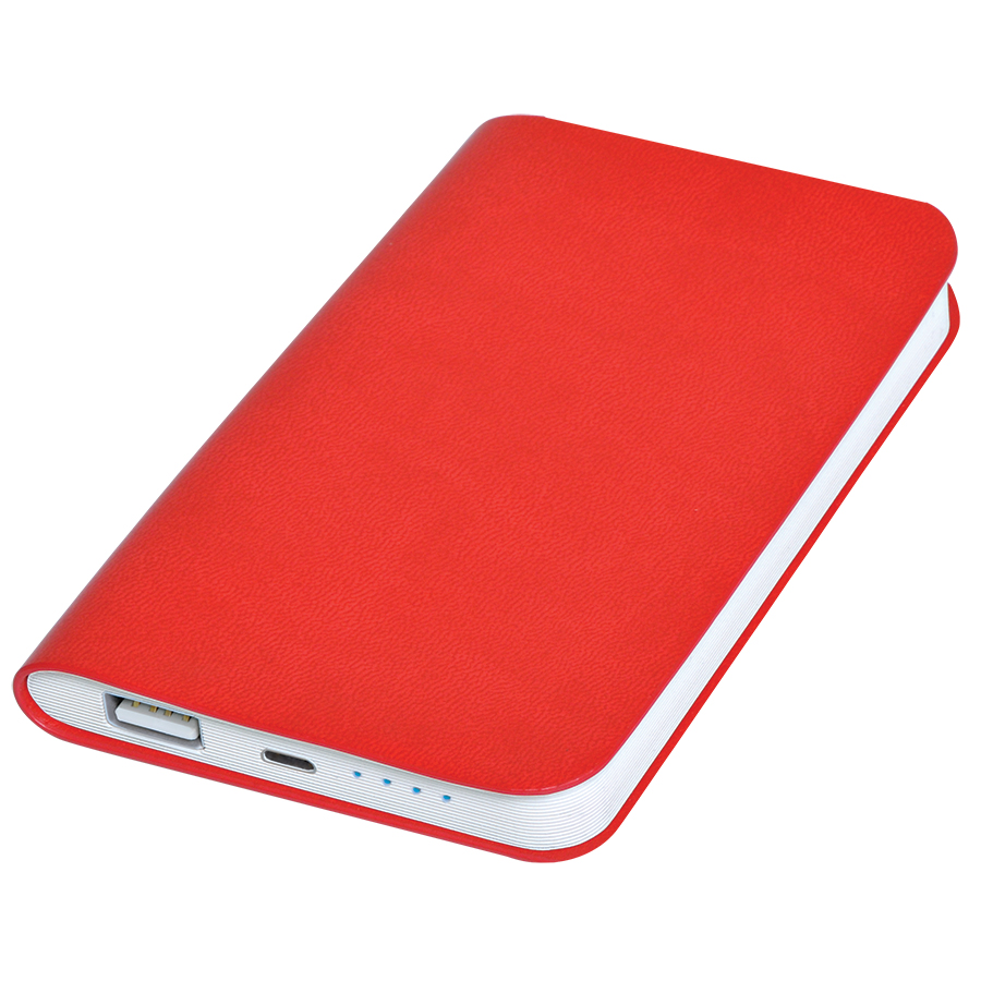Универсальное зарядное устройство "Softi" (4000mAh),красный, 7,5х12,1х1,1см, искусственная кожа,пластик