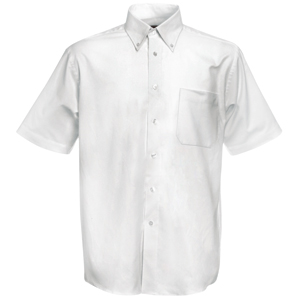 Рубашка "Short Sleeve Oxford Shirt", белый_M, 70% х/б, 30% п/э, 130 г/м2