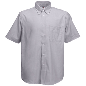 Рубашка "Short Sleeve Oxford Shirt", светло-серый_L, 70% х/б, 30% п/э, 135 г/м2