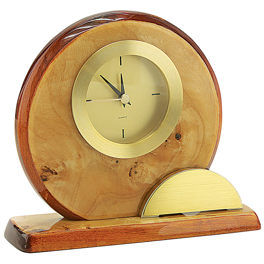 Часы настольные "Карельская береза"; 16,5х5х14,2 см; металл, дерево
