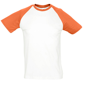 Футболка "Funky", белый с оранжевым_S, 100% х/б, 150 г/м2