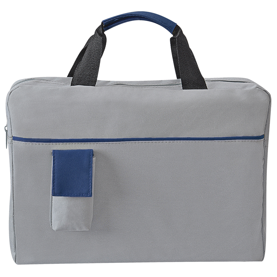 Конференц-сумка "Sense"; серый с синим; 37х27x8 см; полиэстер