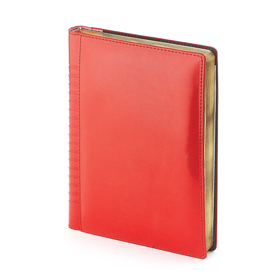 Ежедневник недатированный Image, А5, красный, бежевый блок, золотой обрез, ляссе