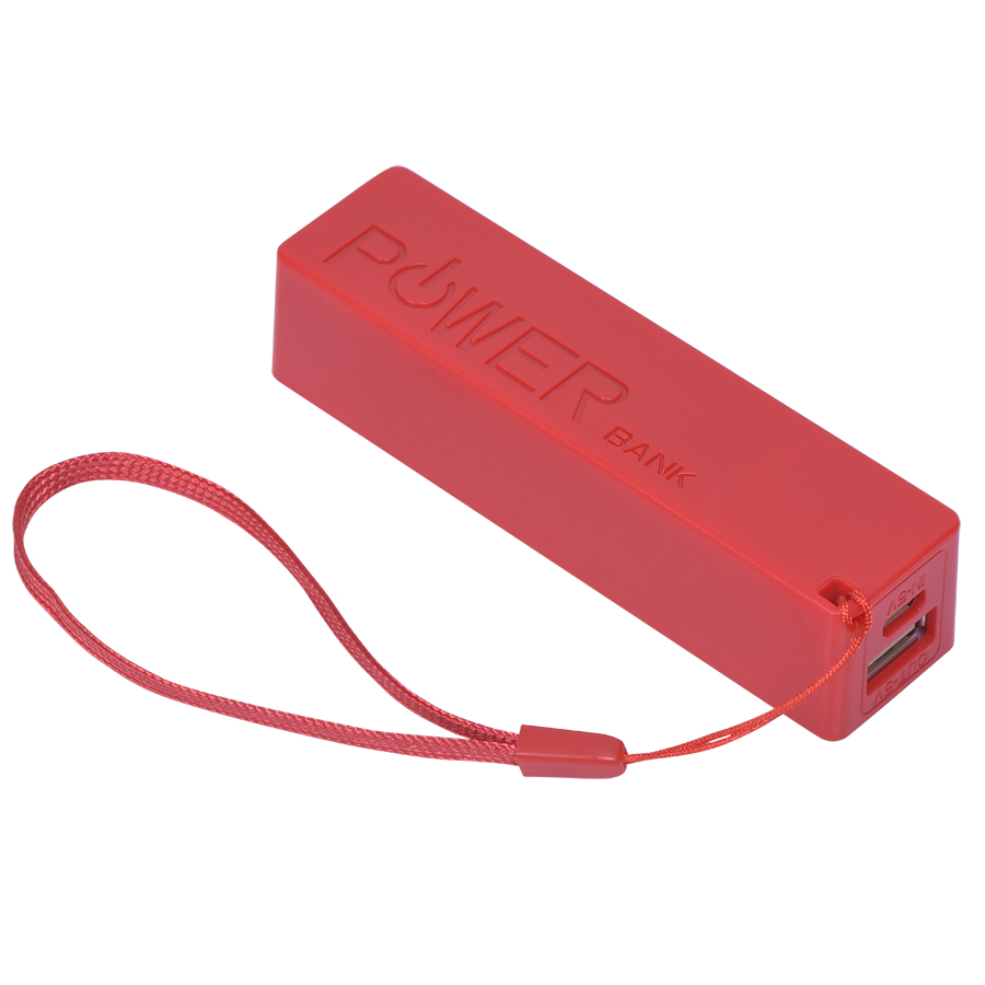 Универсальное зарядное устройство "Keox" (2000mAh), красный, 9,7х2,6х2,3 см,пластик