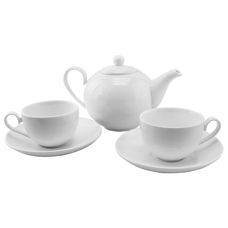 Чайный набор "Five o`clock":чайник и две чайные пары; 35,5х18,5х12,5см, 650мл, 190мл; фарфор