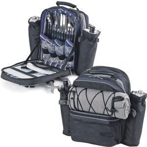 Набор для пикника на 4 персоны "ЭКСПЕДИЦИЯ" : рюкзак, термоотсек, 2 чехла для бутылок, плед, приборы, салфетки