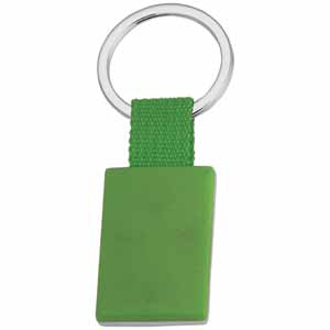 Брелок "Прямоугольник" зеленый; 8х3 см; металл, пластик, текстиль