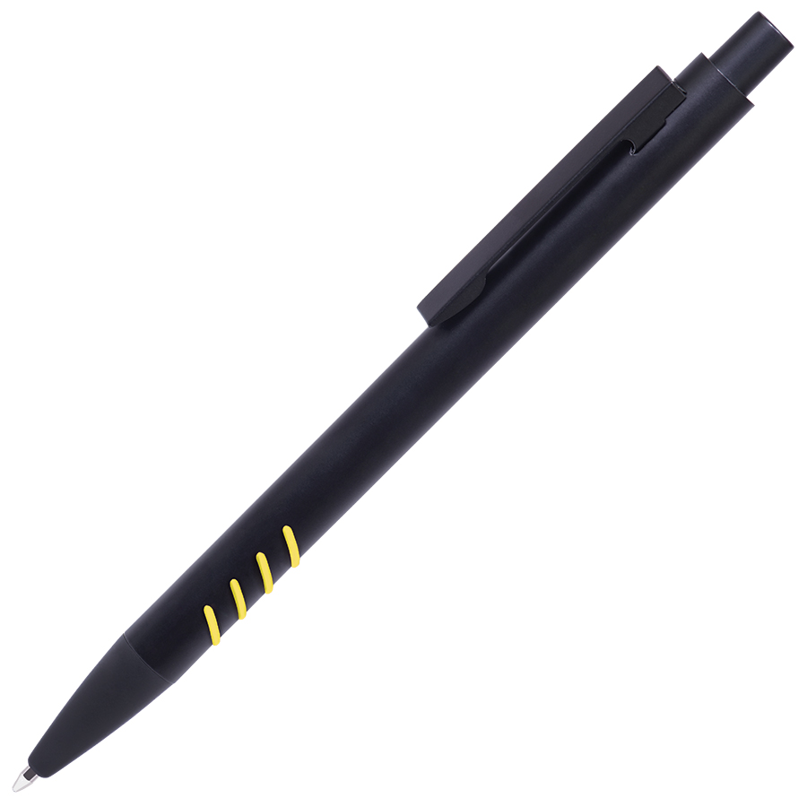SHARK, ручка шариковая, черный с желтыми вставками grip, металл