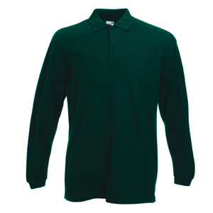 Поло "Long Sleeve Polo", темно-зеленый_L, 100% х/б, 180 г/м2