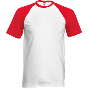 Футболка "Short Sleeve Baseball T", белый с красным_M, 100% х/б, 160 г/м2
