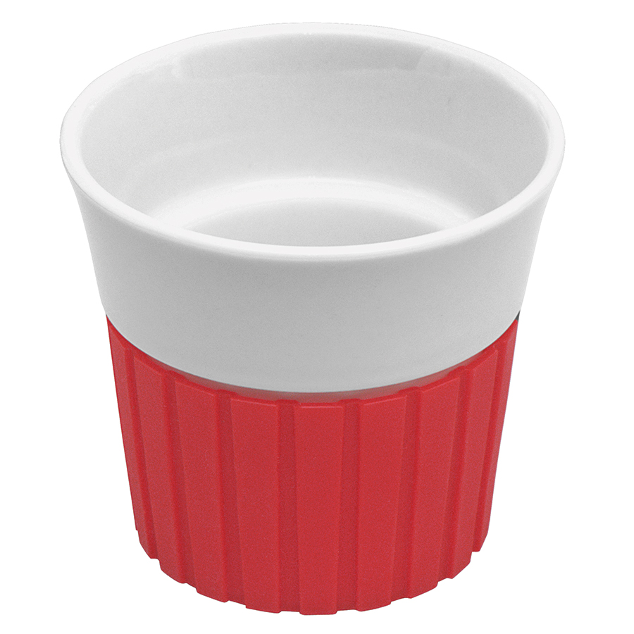 Чашка с силиконовой вставкой, красная; 10х10х9 см, 330 мл; фарфор, силикон