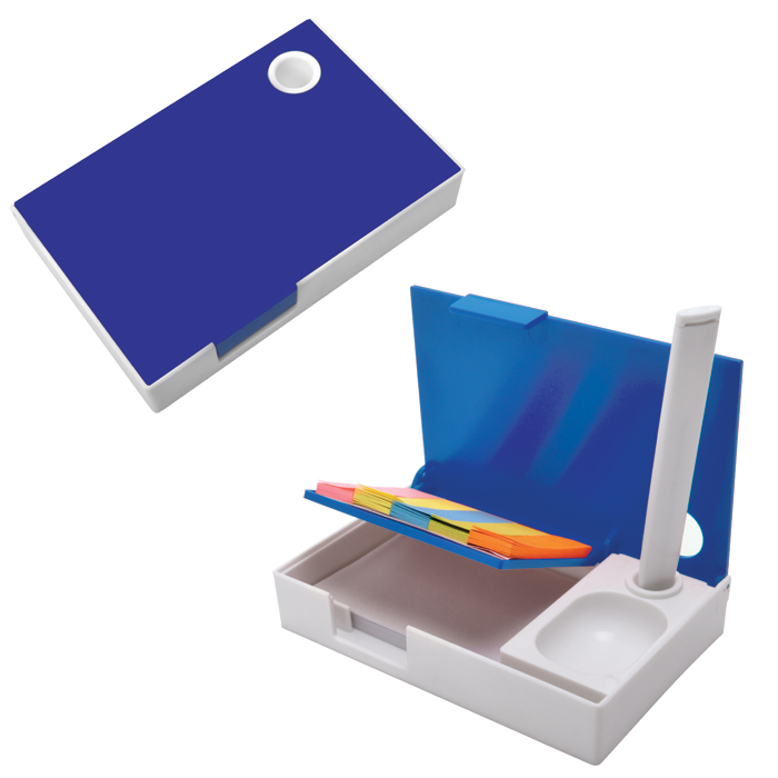 Набор канцелярский "Handy":ручка,блокнот и листочки для записи post-it, белый с синим, 10,1х6,5х1,8см, пластик