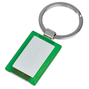 Брелок "Прямоугольник" зеленый; 2,7х4х0,5 см; металл, пластик