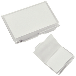 Блокнот для записей с авторучкой; белый фростированный; 10,5х7,9х1,1 см; пластик