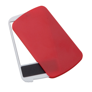 Зеркало с пилкой для ногтей "Визаж", красный; 9,4х5,4х0,8 см; пластик