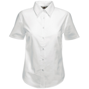 Рубашка "Lady-Fit Short Sleeve Oxford Shirt", белый_XL, 70% х/б, 30% п/э, 130 г/м2