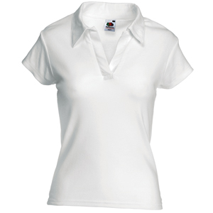 Поло "Lady-Fit Rib Polo", белый_S, 100% х/б, 210 г/м2