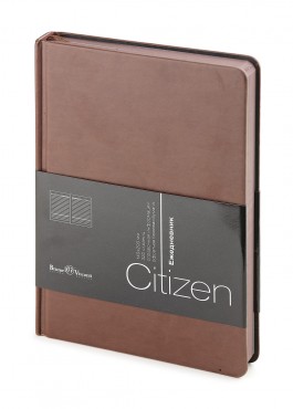 Ежедневник недатированный New Citizen, А5, коричневый, белый блок, коричневый обрез, ляссе