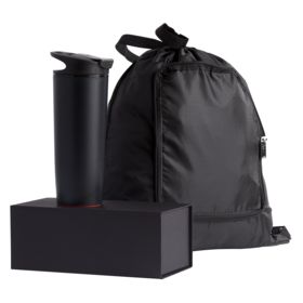 «Набор Indivo: термостакан и складной рюкзак», черный