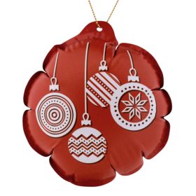 Новогодний самонадувающийся шарик, красный с белым рисунком