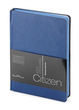 Ежедневник недатированный New Citizen, А5, синий, белый блок, синий обрез, ляссе