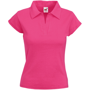 Поло "Lady-Fit Rib Polo", малиновый_XL, 100% х/б, 220 г/м2