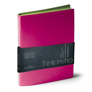 Еженедельник недатированный Tintoretto, B5, розовый,белый блок, зеленый обрез 