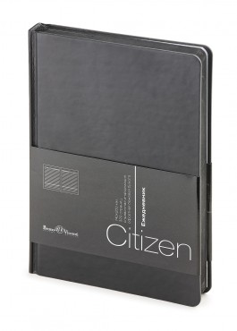 Ежедневник недатированный New Citizen, А5, черный, белый блок, черный обрез, ляссе