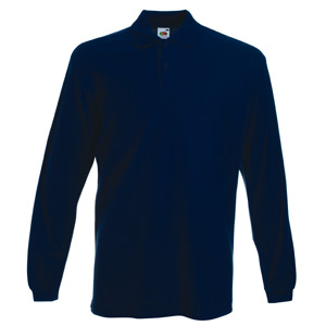 Поло "Long Sleeve Polo", темно-синий_S, 100% х/б, 180 г/м2